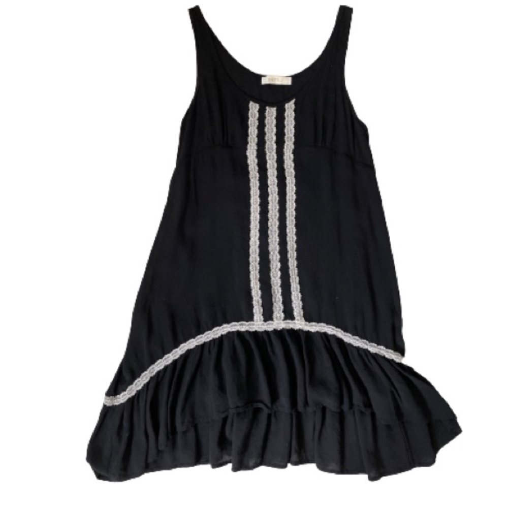 Entro Boho Embroidered Black SleevelessTunic Dress - Size Small